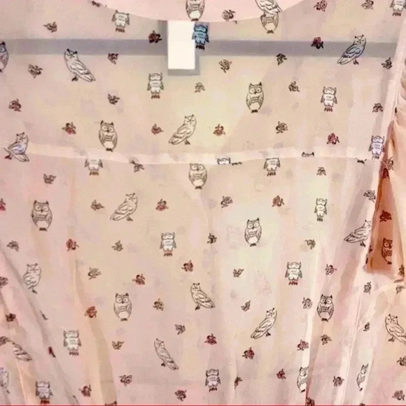 Torrid Mauve “Owl” Print V-Neck Cap Sleeve Chiffon Peplum Peasant Top Size 14/16 - Picture 10 of 12